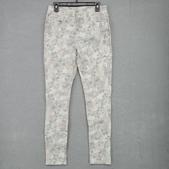 Seven7 Denim - Seven7 High Rise Tummyless Skinny Jeans Womens 8 Pastel Floral Printed Slimming